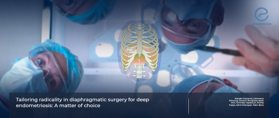 Diagnosis and management of treatment in diaphragmatic endometriosis.